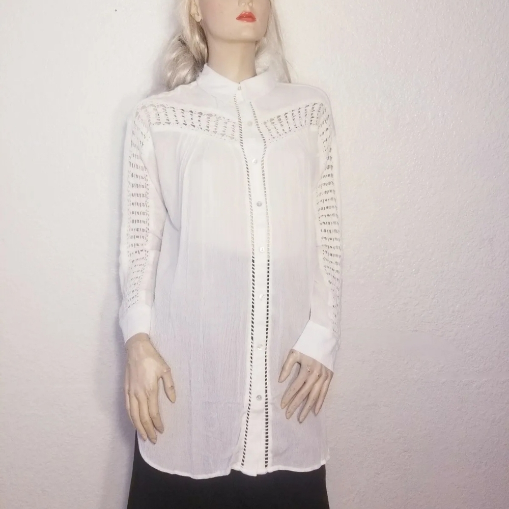 Women's white Blouse various sizes crochet on bust